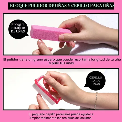 Miniatura 3 de FANDAMEI Kit de cuidado de uñas, limas de uñas 100/180, bloque de pulidor de uñas, pinzas de cutícula, cortador de cutícula, empujador de cutícula