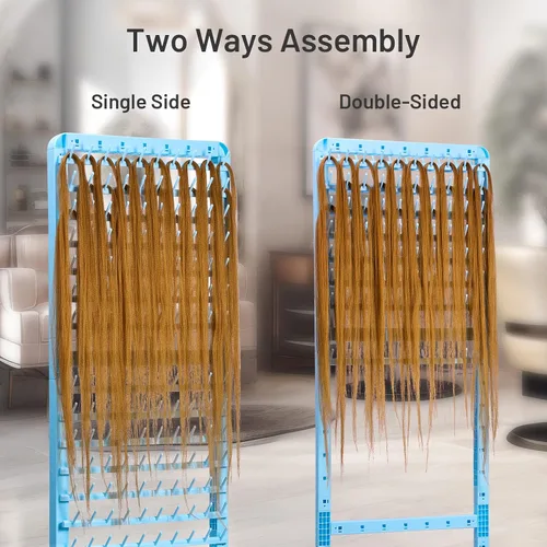 Miniatura 2 de Yumkfoi Estante ajustable para trenzar para el cabello, 160 clavijas, soporte de doble cara para trenzar, estante de trenzas de altura ajustable