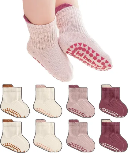 BISOUSOX Baby Girl Socks 0-6 6-12 Months, Toddler Christmas Non Slip Grippy Socks with Grips Newborn Infant 1-3T 4T 5T