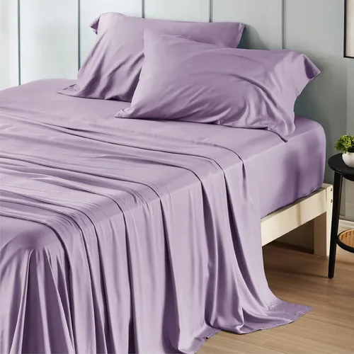 Miniatura 34 de Bedsure Juego de sábanas de tamaño King, sábanas refrescantes King, rayón derivado del bambú, bolsillo profundo de hasta 16 pulgadas, sábanas 03