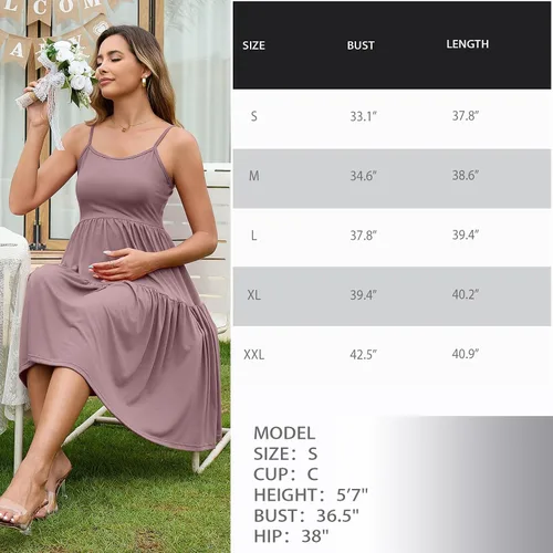 Miniatura 21 de GINKANA Vestido de maternidad sin mangas para mujer, con tirantes ajustables, vestido casual de verano para uso diario o baby shower