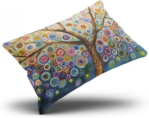 Miniatura 3 de Funda para almohada decorativa pintada bonita y linda con árboles coloridos Funda de almohada Funda de cojín Funda para almohada con cierre un lado