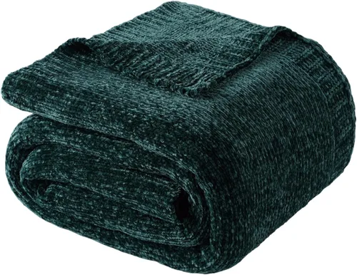 Miniatura 9 de BATTILO HOME Manta de Chenille Verde Oliva para Sofá, Acogedora Manta de Punto para Cama, Sofá, Exteriores, Súper Suave y Cálida, Mantas de Chenille