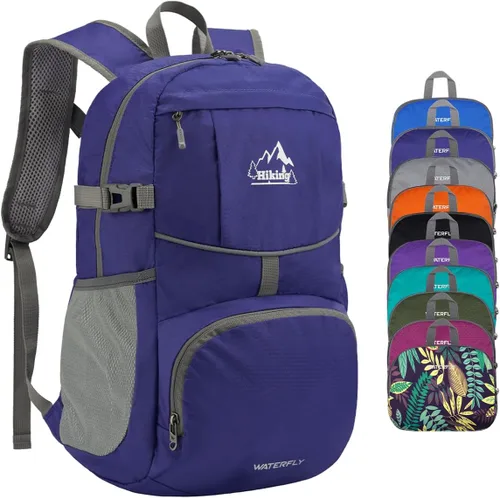 WATERFLY Mochila de senderismo plegable: mochila de día de 25L ultra ligera para mujer y hombre - pequeña mochila plegable compacta para deportes al