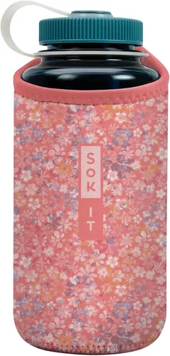 Miniatura 135 de Sok It BotlSok Funda para botella de agua con cubierta de neopreno aislante (Floral abstracto, se ajusta a CamelBak o Nalgene de 12 onzas)