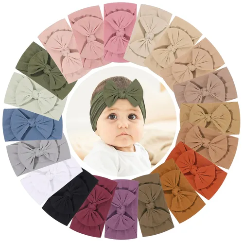 Miniatura 12 de jollybows 12 diademas de nailon para bebés con lazo elástico para niñas, recién nacidos, niños pequeños, accesorios para el cabello, juego de 6- Luz