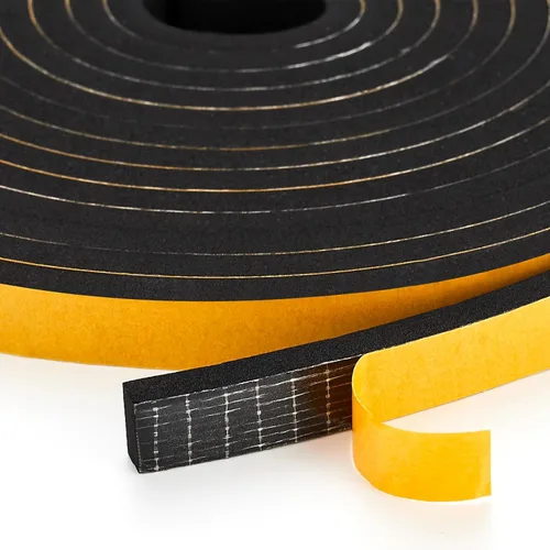 50 pies de burlete para puerta, tira adhesiva de cinta de espuma de alta densidad de 3/8" de ancho x 1/8" de grosor para sellado de puerta para Negro