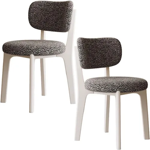 Miniatura 38 de YVYKFZD Solid Wood Dining Chairs, Fabric Dining Room Chair Set of 2/4/6, Upholstered Kitchen Chairs with Curved Backrest, Armless Living Room Chair