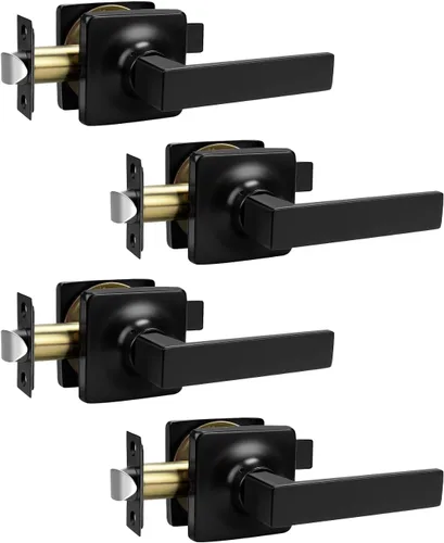 Miniatura 11 de Mengico Paquete de 1 manija de puerta de paso interior negro mate, mango resistente sin bloqueo para puertas de armario y pasillo, reversible