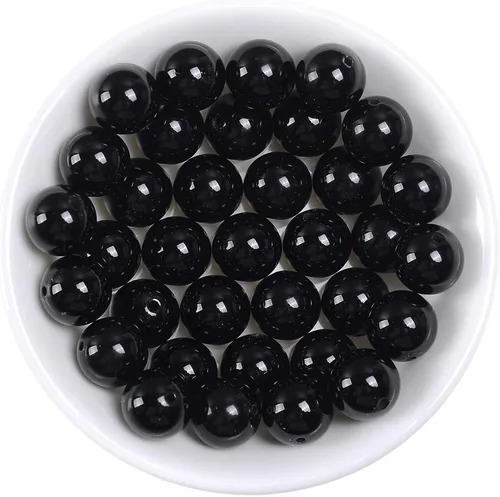 Miniatura 6 de Cuentas sueltas de ágata natural negra de 0.315 in Cuentas redondas de piedra para hacer pulseras joyería aprox. 48/pcs