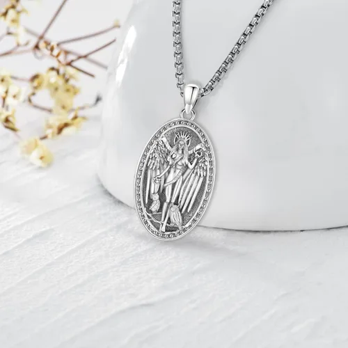 Miniatura 27 de Collar de pentagrama de plata de ley con triple luna, diosa celta, nudo celta, nudo de brujas, Ankh, sol y luna, Hécate, lilith, Santa Muerte