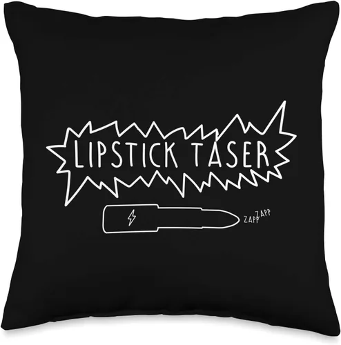 Lipstick Taser Zapp Zapp Barra de labios Taser Throw Pillow, 16x16, Multicolor