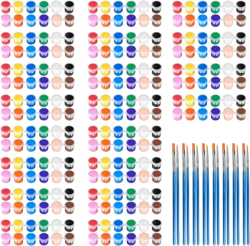Miniatura 7 de Paquete de 10 juegos de pintura acrílica mini, 12 colores de pinturas acrílicas en tiras para niños y adultos, kit de pintura para niños de 140