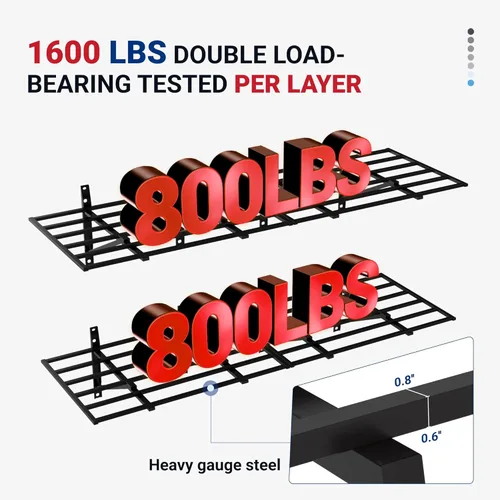 Miniatura 2 de FLEXIMOUNTS Estantería de pared para almacenamiento de garaje resistente de 2 x 6 pies, capacidad de carga de 1600 libras, paquete de 2 estantes