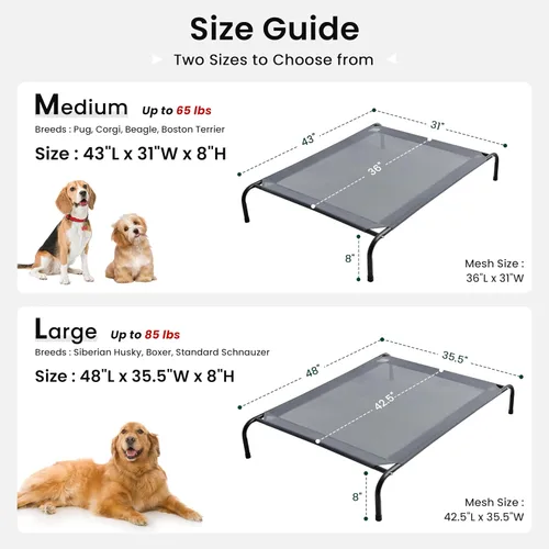 Miniatura 6 de Love's cabin Cama elevada para perros con enfriamiento para perros grandes, portátil para interiores y exteriores, cuna elevada para mascotas