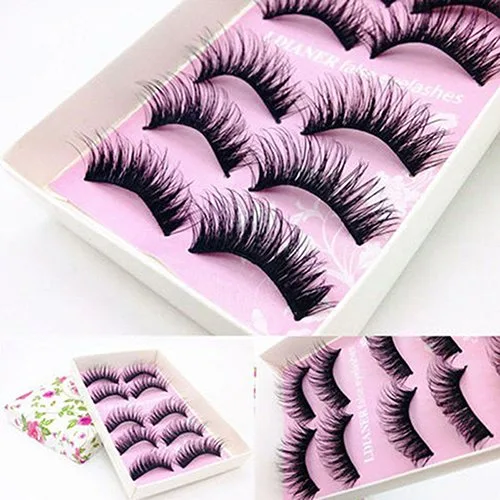 Miniatura 2 de Pestañas con aspecto natural, 5 pares de pestañas postizas hechas a mano naturales largas y gruesas