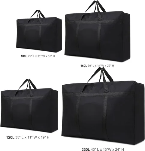 Miniatura 6 de Bolsas de almacenamiento multiuso extragrandes resistentes, bolsas de viaje para ahorrar espacio, para mudanzas (Negro, 100L)
