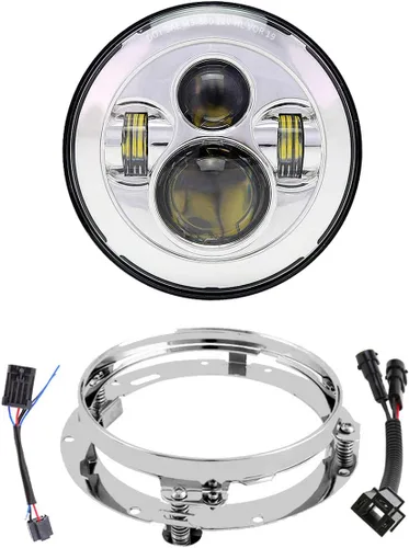 Miniatura 12 de XPCTD - Faro delantero LED de motocicleta de 7 pulgadas con lámparas de niebla de 4.5" compatibles con Harley Davidson Street Glide Road King Negro