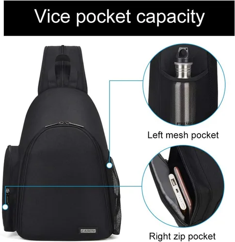 Miniatura 8 de CADeN - Mochila para cámara estilo bandolera, maletín con soporte para trípode para cámaras DSLR/SLR sin espejo (Canon Nikon Sony Pentax) Negro
