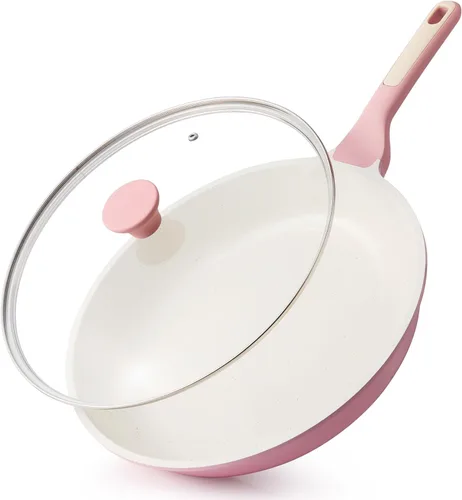 Miniatura 12 de SENSARTE Sartén antiadherente con tapa, sartén para tortilla con tapa, sartén de chef para cocina saludable, sartén antiadherente de cocina, libre