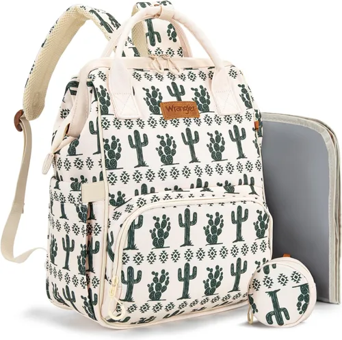 Miniatura 17 de Montana West Wrangler Bolsa Mochila para Pañales Mochila de Viaje Azteca Carteras Occidentales Multifunción Bolsas para Bebé para Mamá con Bolsillos