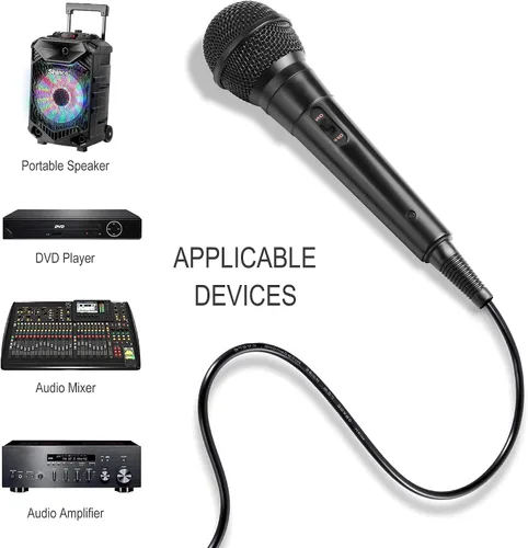 Miniatura 3 de Shinco Micrófono de mano, micrófono dinámico vocal cardioide con cable de 13 pies e interruptor de encendido/apagado, micrófono enchufable