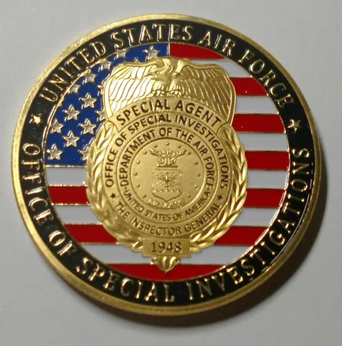 Oficina de Investigaciones Especiales de la Fuerza Aérea OSI Agente Especial # 1416 Moneda de desafío de honor militar