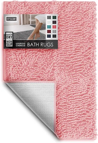 Miniatura 119 de Hearth & Harbor Alfombras de baño, tapete de baño de chenilla - Alfombras de baño lavables a máquina para baño con respaldo antideslizante de goma