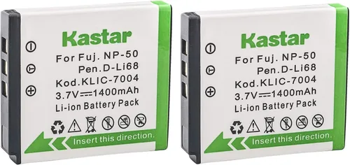 Kastar Batería 2X para Fujifilm NP-50 BC-50 BC-45W Fuji FinePix F50FD F60FD F70EXR F80EXR F100FD F200EXR F300EXR F500EXR F600EXR F770EXR F800EXR