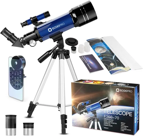 Telescopio para niños y adultos, 2.756 in de apertura 14.173 in (15X-150X) telescopio para principiantes de astronomía, telescopios de viaje
