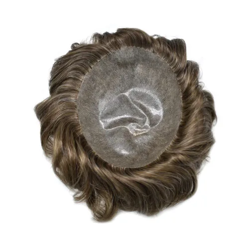 Miniatura 5 de Mens Toupee Hair Piece For Men Real Human Hair Poly Skin Hair Replacement System Toupee For Men Protesis Capilar Para Hombre8x10 densidad de luz