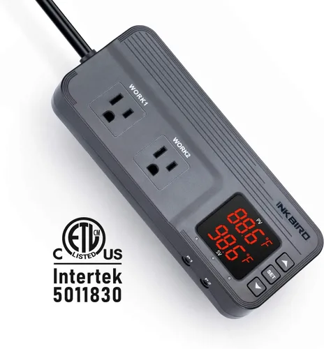 Miniatura 4 de Inkbird Controlador de temperatura y humedad ITC-608T Termostato de etapa dual precableado 120VAC 15A 1800W ETL Listado Invernadero de hongos