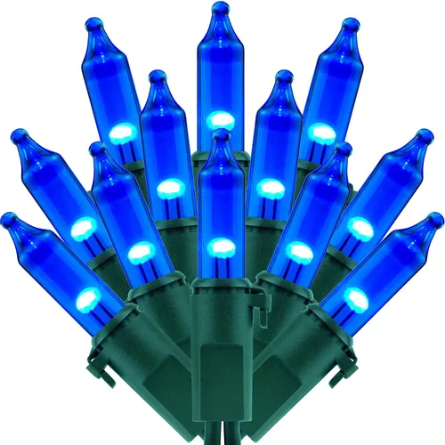 Miniatura 11 de 200 luces de Navidad naranjas, paquete de 2 hebras de 100 luces, 33 pies de cable marrón, luces de cadena de Halloween con certificación UL (naranja)