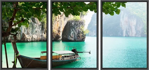 Miniatura 44 de wall26 Lienzo enmarcado para pared, juego de arte exótico tropical, océano, mar, avión, puesta de sol, transporte, fotografía, realismo, decorativo
