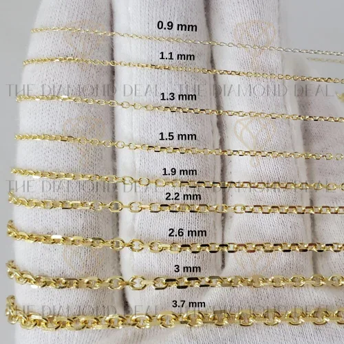 Miniatura 3 de 14k SOLID Yellow or White Gold 1.4mm Shiny Diamond Cut Cable Link Chain Necklace for Pendants and Charms with Lobster-Claw Clasp