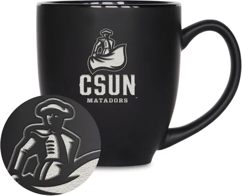 Miniatura 375 de Rico Industries - Taza de cerámica mate negra con grabado láser estándar de 15oz para NCAA (escuelas T & U) - Para bebidas calientes o frías
