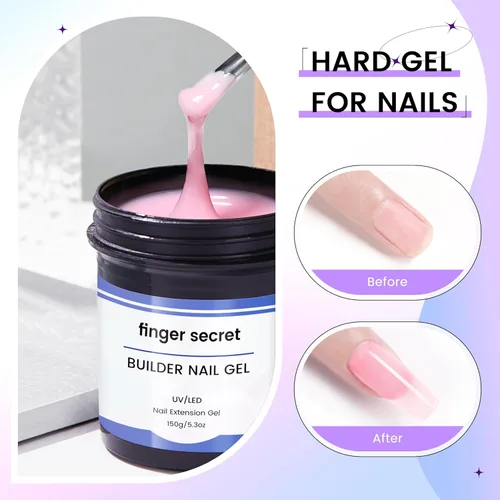 Miniatura 2 de Gel duro para uñas, gel constructor para uñas, de larga duración, color rosa fuerte, escultura 3D para extensión de uñas, 5.3 onzas líquidas