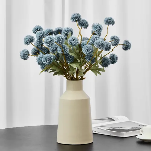 Flores de imitación Kiku color gris, paquete de 10 tallos de flores de crisantemo sintético, bola de flores artificiales para arreglos florales,