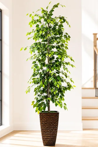Miniatura 13 de LCG Florals - Árbol artificial de ficus de 4 pies en maceta de metal de cobre, planta de interior sintética con tronco de madera real, totalmente