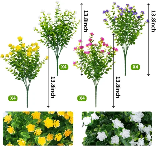 Miniatura 2 de 16 paquetes de flores artificiales para exteriores, resistentes a los rayos UV, plantas de boj falsas, vegetación sintética para interiores