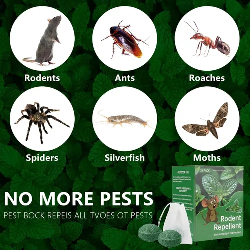 Miniatura 4 de Repelente de roedores para ratones, paquete de 24 unidades, aceite de menta y limón, repelente de ratones para ratas ardillas, plagas de araña