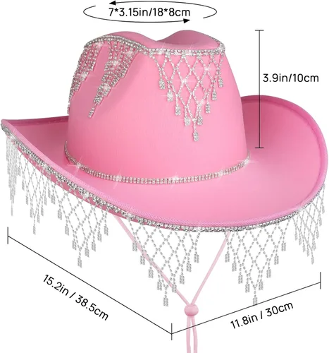 Miniatura 3 de Rhinestone Cowboy Hat - Bridal Cowgirl Hat for Women Bride to Be, Rhinestones Cowgirl Hat