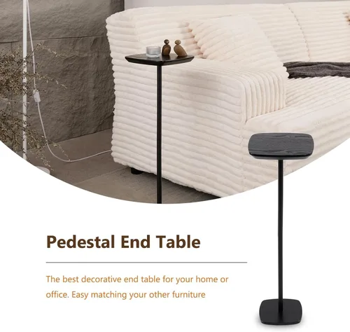 Miniatura 4 de Mesa auxiliar de pedestal, mesas pequeñas para bebidas, soporte de pedestal, mini mesa auxiliar cuadrada negra, mesas de café de Martini, mesa Negro