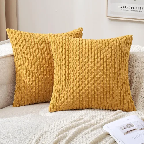Miniatura 10 de MIULEE - Paquete de 2 fundas de cojín decorativas, modernas y boho, de terciopelo, con textura a rayas, para sofá, cama, sala de estar, decoración