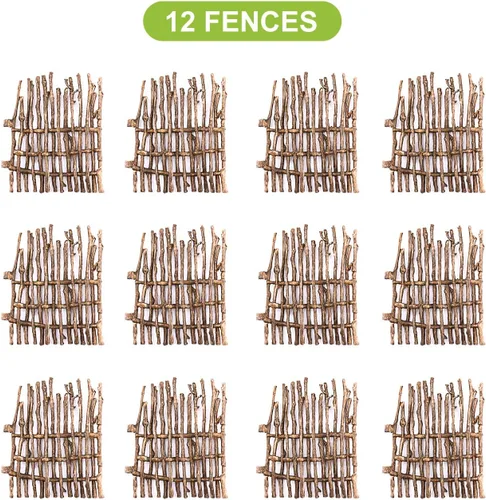 Miniatura 5 de Volnau Juego de 12 piezas de plástico de madera para valla de corral, accesorios para paneles de caballos, figuras de granja, figuras de animales