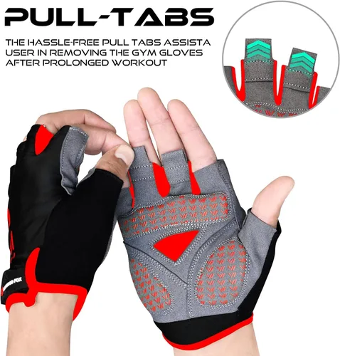Miniatura 7 de WESTWOOD FOX Guantes de ciclismo para hombres y mujeres, medio dedo, unisex, acolchados, antideslizantes, guantes de bicicleta de montaña