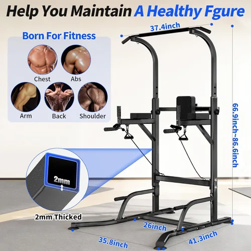 Miniatura 4 de Pull Up Tower Dip Station, Adjustable Free Standing Pull Up Bar, Multi-Function Power Tower for Home Gym Workout and Strength Training