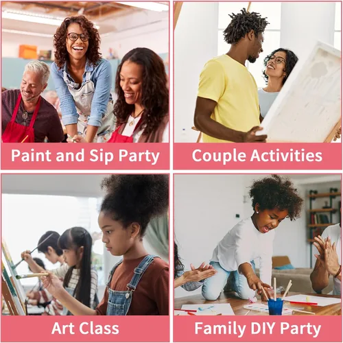 Miniatura 5 de Paquete de 8 lienzos predibujados para pintar para adultos, suministros para fiestas de pintar y beber, juego de pintura en lienzo para artistas