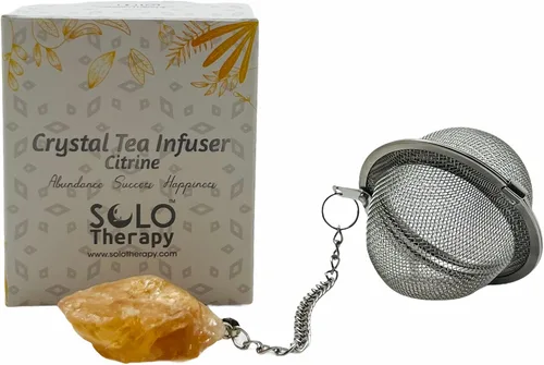 Miniatura 9 de Infusor de té de cristal, cristal de amatista, colador de té de malla de acero inoxidable, filtro de té de bola de cristal de amatista con gancho