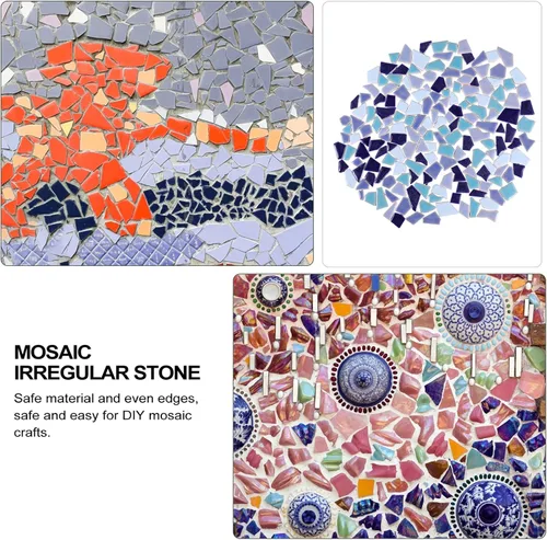 Miniatura 5 de EXCEART Azulejos de mosaico de cerámica rotos de 7.05 oz, piezas de mosaico de cerámica, piezas de azulejos de cerámica, azulejos esmaltados